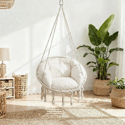 Dakota Fields Ladouceur Hammock Chair with Macrame and Cushion